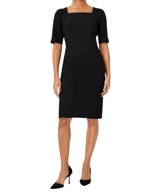 Ann Taylor Black The Elbow Sleeve Square Neck Curvy Fit All Season Dress